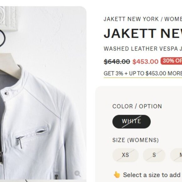 Women's White Leather Jacket - Picture 2 of 16